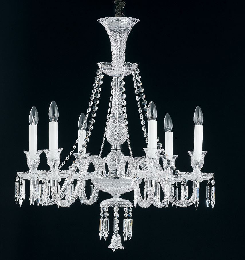 Sospensione 6 luci vetro cristallo rifinitura cromo 6XE14 non incl. LOUVRE Sospensione 6 luci vetro cristallo rifinitura cromo 6XE14 non incl. LOUVRE